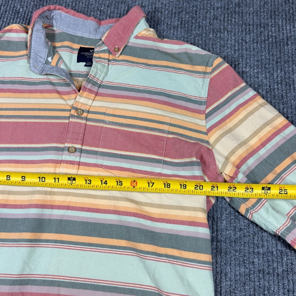 American‎ Eagle Outfitters Shirt Men's L Striped Long Sleeve Button Up Henely - Picture 6 of 8